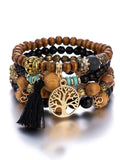 Chicmy-Bohemia Multi-Layer Wood Beads Handmade Tassels Bracelet