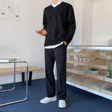 Chicmy-Korean style, Korean men's outfit, minimalist style, street fashion V-NECK SWEATER