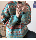 Chicmy-Graduation gift, Coachella Valley Music Festival Look,Loose Vintage Thick Knitted Sweater