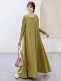 Chicmy-Simple 6 Colors Plus Size Loose Long Sleeve Casual Dress