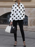 Chicmy-Long Sleeves Loose Polka-Dot Lapel Collar Blouses&Shirts Tops