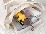 Chicmy-Simple Solid Color With-pockets Canvas Handbag