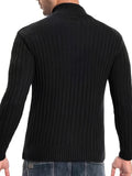 ChicMy-Fall Outfits Plus Size Men's Solid Textured Sweater Slim Fit Knit Tops, Men's Clothing Band Collar Cardigan For Spring Fall Winter