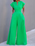 Chicmy-Urban Cap Sleeve Solid Color Wide Leg Jumpsuits