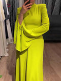 CHICMY-Graduation gift, graduation evening dress Ruffle Sleeves Skinny Belted Solid Color Round-Neck Maxi Dresses