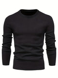 Plus Size Men's Solid Sweater  With Long Sleeves, Casual Pullover Knit Tops For Daily Life, Men Clothing