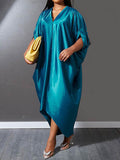 CHICMY-Graduation gift, graduation evening dress Solid Color Short Sleeves Plus Size Deep V-Neck Maxi Dresses