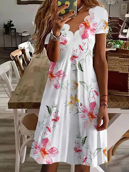 Chicmy- Summer Print Short Sleeve Resort Dress
