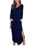 CHICMY-Graduation gift, graduation evening dress Split-Side Solid Color Loose Long Sleeves V-Neck Maxi Dresses