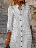 Chicmy- Loose Casual Striped Shirt Dress