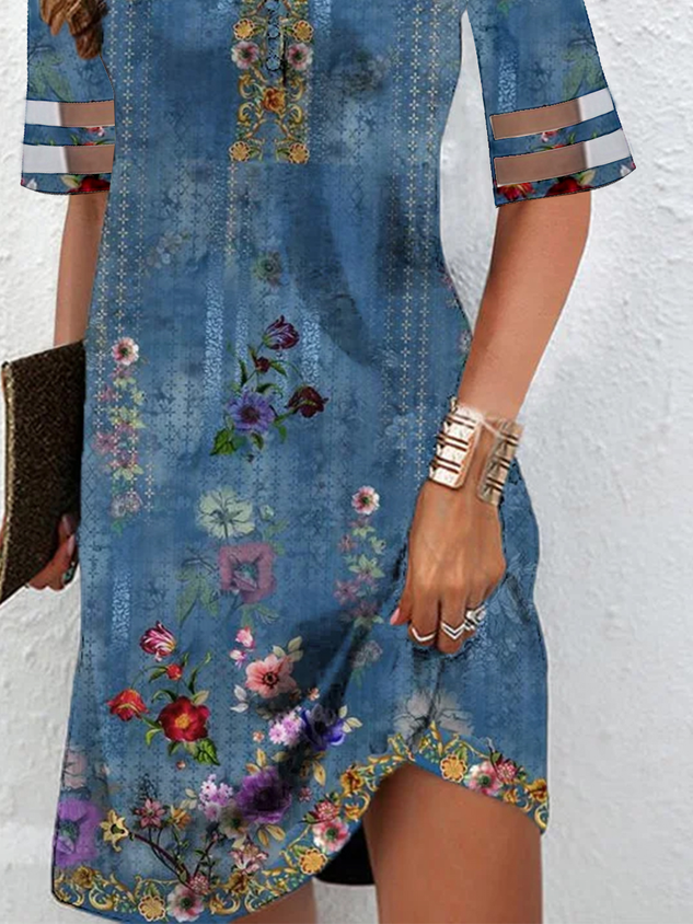 Chicmy Casual V Neck Floral Loose Dress