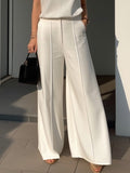 Chicmy-High Waisted Wide Leg Solid Color Pants