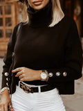 Chicmy-Casual Loose Solid Color High-Neck Long Sleeves Knitwear