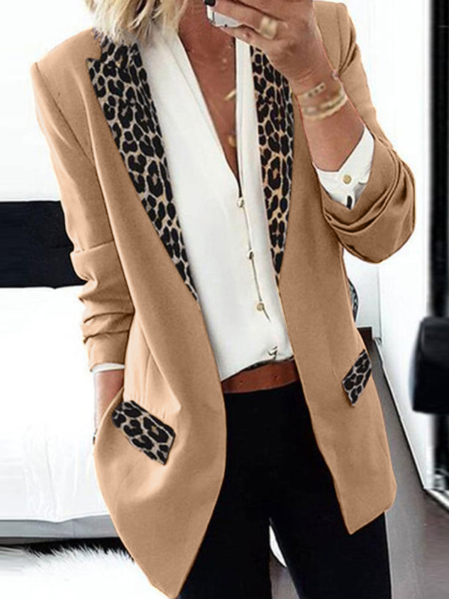 ChicmyCasual Leopard Long Sleeve Blazer