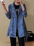 ChicmyLapel Collar Plain Casual Denim Jacket