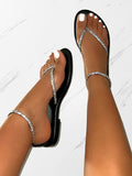 ChicmyRhinestone Adjustable Slip On Thong Sandals