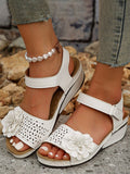 ChicmyRetro casual three-dimensional flower hollow breathable wedge sandals