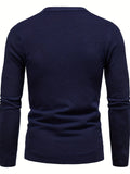 Plus Size Men's Solid Sweater  With Long Sleeves, Casual Pullover Knit Tops For Daily Life, Men Clothing