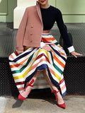 Chicmy-High Waisted Contrast Color Striped Skirts Bottoms