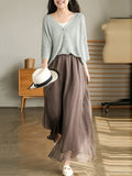 Chicmy-Casual Solid Color Chiffon Column Wide Leg Pants&Skirt