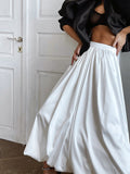 CHICMY-Graduation gift, graduation evening dress Loose Pleated Solid Color Lantern Skirts Bottoms