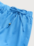 ChicmyJFN Vacation Casual Loose Soft Solid Elastic Waist Knit Blue Capris Pants