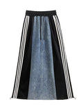 CHICMY-Graduation gift, graduation evening dress Striped Split-Joint Drawstring Contrast Color Loose A-Line Skirts Bottoms