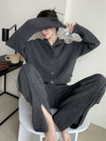 Chicmy-Urban Loose  Solid Color Cardigan Tops & Wide Leg Split-Front Pants Suits