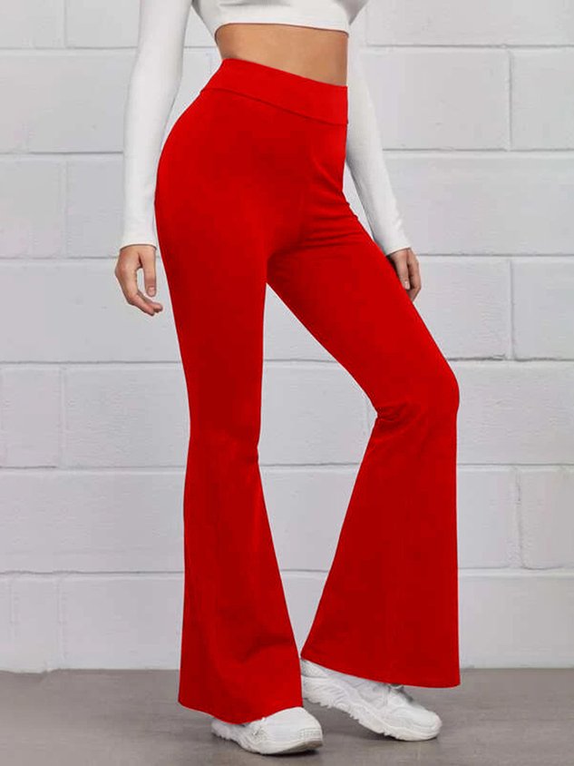 ChicmyWomen Breathable Comfortable Plain High Elastic Flared Pants