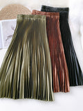 Chicmy-Urban Loose High Waisted Solid Color Pleated Skirt