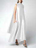 Chicmy-Loose Sleeveless Solid Color Round-Neck Maxi Dresses