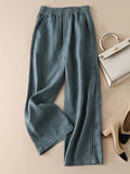 Chicmy-Ruffle Ramie Cotton Elasticity Loose Casual Wide-Leg Pants