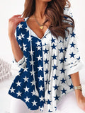 ChicmyV Neck Star Loose Casual Shirt