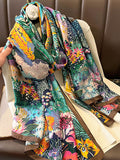 Chicmy-Chic Floral Printed Silk Imitation Warm Shawl&Scarf