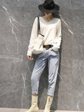 Chicmy-Simple Solid Color V-Neck Long Sleeve Knitwear Tops