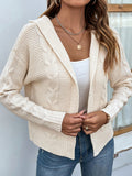 Chicmy-Solid Color Split-Joint Long Sleeves Loose Hooded Cardigan Tops