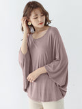 Chicmy-Vintage Loose Round-Neck Batwing Sleeves Shirts