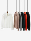 Chicmy-Casual Loose Solid Color High-Neck Long Sleeves Knitwear