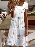 Chicmy- Casual Loose Floral Print Short Sleeve Short Dress