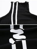 Chicmy-Black Printed High-Neck Long Sleeve T-Shirt