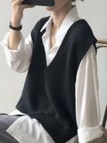 Chicmy-Knitting Irregularity Solid V-Neck Vest