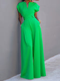 Chicmy-Urban Cap Sleeve Solid Color Wide Leg Jumpsuits