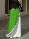 Chicmy-High Waisted Contrast Color Skirts Bottoms