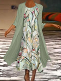 Chicmy- Round Neck Loose Floral Print Resort Sets Maxi Dress