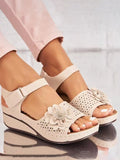 ChicmyRetro casual three-dimensional flower hollow breathable wedge sandals