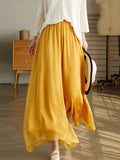 Chicmy-Casual Solid Color Chiffon Column Wide Leg Pants&Skirt