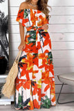 CHICMY-Women's Spring and Summer Outfits, Casual and Fashionable Off Shoulder All Print Maxi Dress