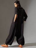 Chicmy-Casual Loose Long Sleeves Solid Color Boat Neck Jumpsuits