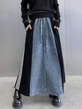 CHICMY-Graduation gift, graduation evening dress Striped Split-Joint Drawstring Contrast Color Loose A-Line Skirts Bottoms