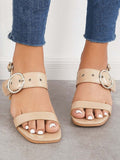 ChicmySquare Toe Block Heel Buckle Straps Sandals
